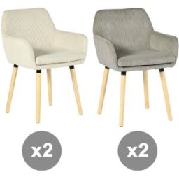 Meubles Cosy Conjunto de 4 sillas tela a rallos estilo escandinavo multicolor