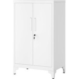 SONGMICS Archivador de oficina con 2 puertas de color blanco mate