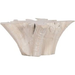 NIYLO Mesa centro en teca raíz de teca blanco 90x90x44 cm