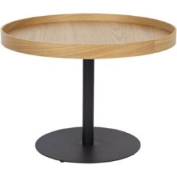 Drawer Mesa auxiliar redonda de madera y metal ø56cm - madera clara