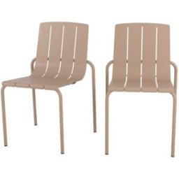 Maison Pavane Conjunto de 2 sillas de jardín de metal topo