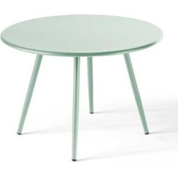 Oviala Mesa de centro redonda de metal verde salvia 40 cm