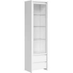 Petits meubles Vitrina 1 puerta 2 cajones estratificado blanco mate