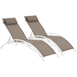 Habitat & Jardin Juego de 2 tumbonas marrón l181
