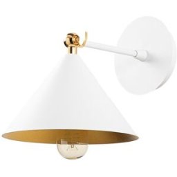 Wonderlamp Aplique de pared blanco forma cónica y pantalla ajustable