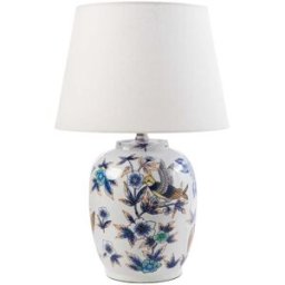 Beliani Lámpara de mesa porcelana blanco azul