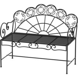 OKWISH Banco de jardín negro de metal para 2 plazas 107x55,5x90,5 cm
