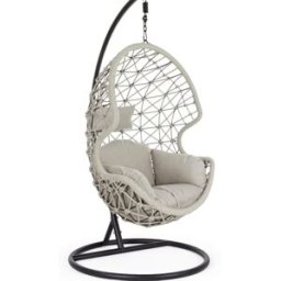 Outdoor living Silla colgante acero cuerda beige