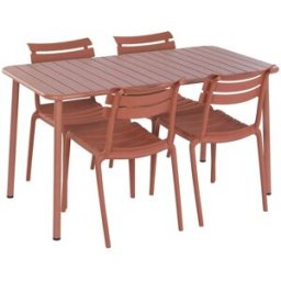 NIYLO Conjunto de mesa y sillas de jardín de terracota 4 plazas