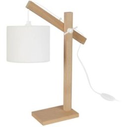 Tosel Lámpara de mesa madera natural pantalla crudo