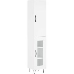 Maison Chic Aparador alto madera contrachapada blanco 34,5x34x180 cm