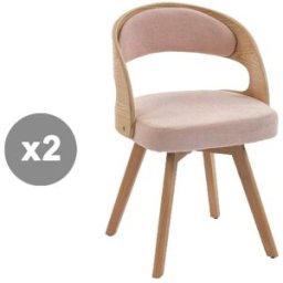 Meubles Cosy Juego de 2 sillas giratorias 360° con respaldo y asiento, rosa