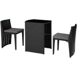 Tectake Conjunto de ratán y aluminio, negro
