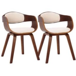 CLP Set de 2 sillas con asiento en Simil cuero Nogal/crema