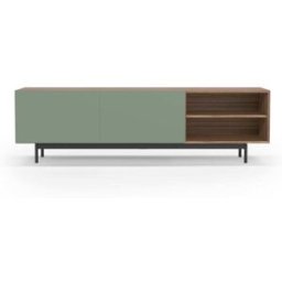 Herdasa Mueble tv melamina nogal y verde patas grafito 52x180x44 cm