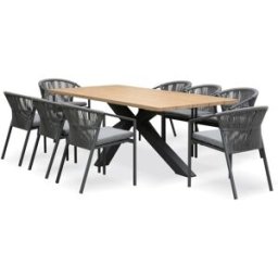 REMARQUABLE Conjunto de comedor de jardín de 8 plazas - gris antracita