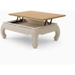 Wabi Home Mesa de centro elevable de madera maciza tintada en blanco 120x81cm