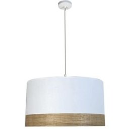 Wonderlamp Lámpara colgante natural con pantalla textil blanco y madera ø40