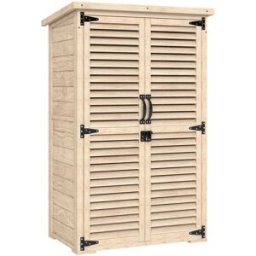 Outsunny Armario de jardín 75x50x118 cm madera natural