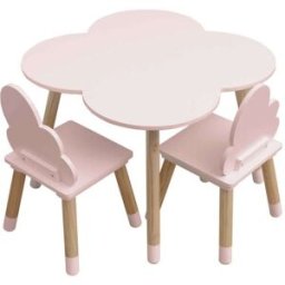 Mobili Rebecca Juego con mesa de centro y 2 sillas para niños de mdf rosa
