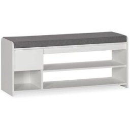HOMN Banco zapatero color blanco 3 huecos y 1 cajón