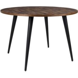Mathi Design Mesa redonda de madera reciclada y acero negro