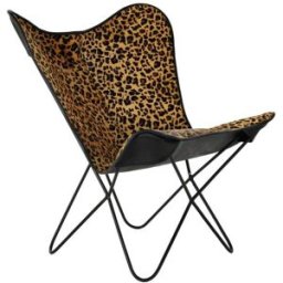 NIYLO Silla de acero y piel leopardo marrón73x70x93 cm
