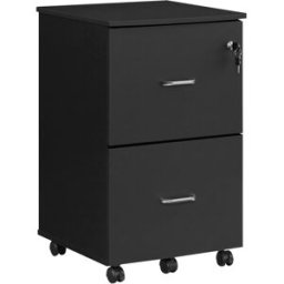 VASAGLE Archivador móvil con cerradura y cajones de color negro tinta