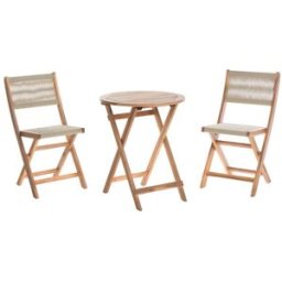 Beliani Conjunto de balcón plegable madera de acacia beige