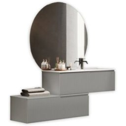 AQA DESIGN Mueble de baño bañera derecha 4 piezas en mdf gris mate