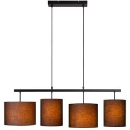 Lucide Lámpara colgante de algodón 4xe27, negro