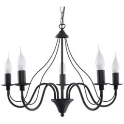 Sollux Lighting Lámpara de araña negro acero alt. 80 cm