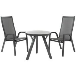 Edenjardin Conjunto de mesa y sillas mesa redonda apilables color antracita