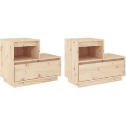 Maison Chic Juego de 2 mesitas de noche madera maciza de pino marrón 60x34x51 cm