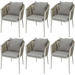 Axi Set 6 sillas jardín aluminio beige