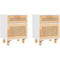 Maison Chic Juego de 2 mesitas de noche madera maciza pino blanco 40x30x50 cm