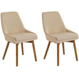 Beliani Conjunto de 2 sillas de comedor tela beige