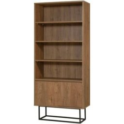 Dmora Estante para libros efecto madera nogal, negro 80x36 h182 cm