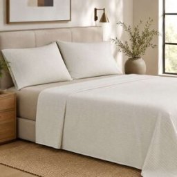 Alo Home Juego de sábanas 100% algodón blanco 4 piezas rayas cama 150 cm