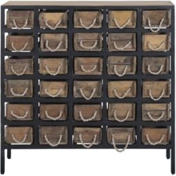NIYLO Cajonera de acero y madera negro 90x31x88 cm