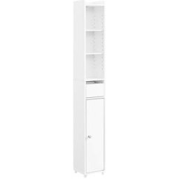 SoBuy Armario alto de baño con un cajón blanco 19.6x19.6x145cm