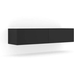 Petits meubles Mueble tv de pared 2 puertas 140 cm paneles laminados negro mate