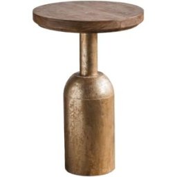 Mathi Design Mesa de centro de madera y acero dorado