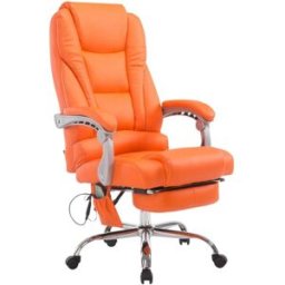 CLP Silla de oficina giratoria regulable en simil cuero naranja