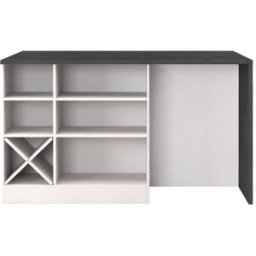 Whous Isla de cocina 1 puerta 2 cajones de 153 cm efecto blanco/gris piedra