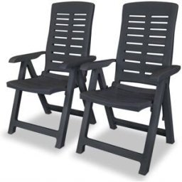 Maison Chic Juego de 2 sillas de jardín reclinables antracita gris 60x61x108 cm