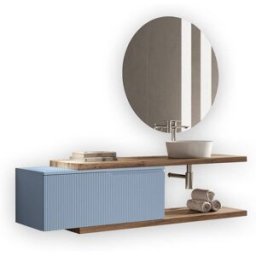 AQA DESIGN Mueble de baño 5 piezas en mdf roble/azul tiffany