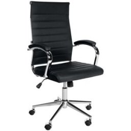 CLP Silla de oficina giratoria en Cuero auténtico Negro