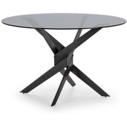 Drawer Mesa redonda de cristal para 4 personas, gris, 120x76 cm