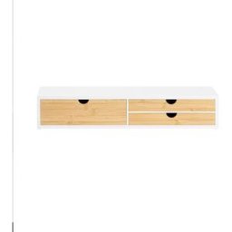 SoBuy Soporte para monitor con 3 cajones blanco y natural